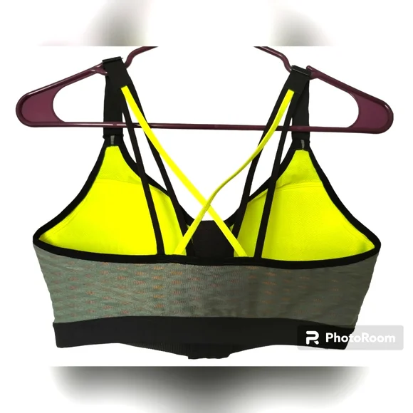 Victoria's secret sport green black bra closure front racerback size 34D - Picture 6 of 12